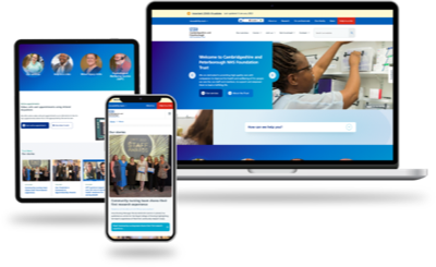 A Laptop, tablet, mobile displaying a website.